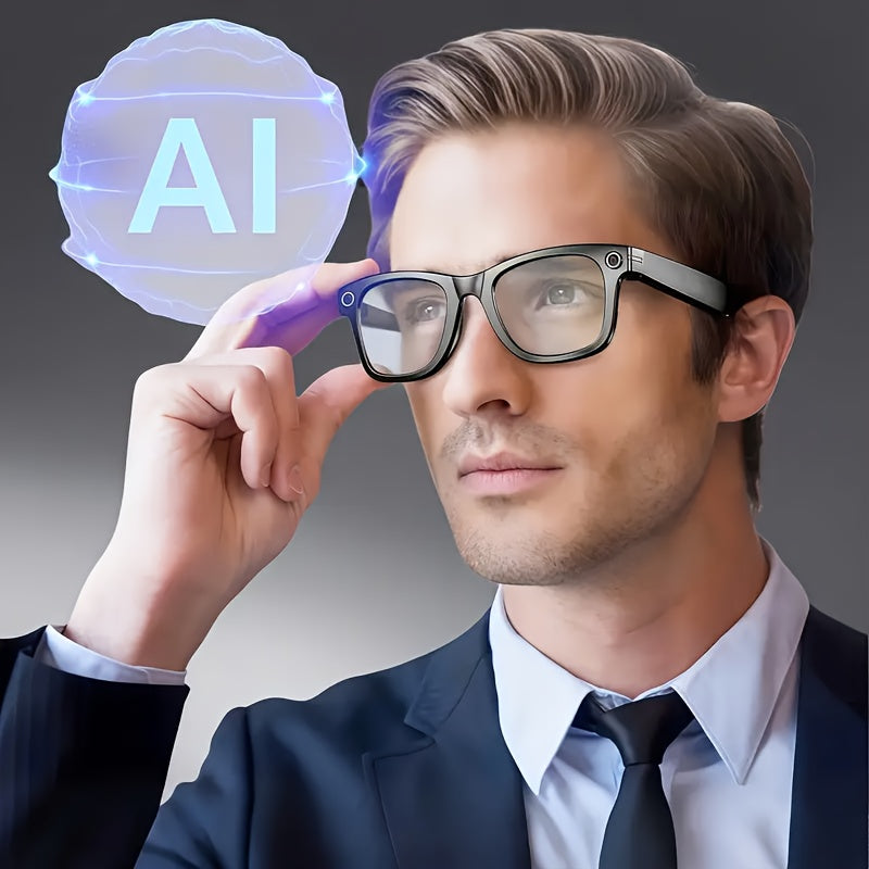 AI Smart Multifunction Glasses in HD Camera Bluetooth Calling and Music Playback Multi Language Translation Three Interchangeable Lenses Clear Fashion Glasses Yellow Lightweight and Portable Perfect for Photos and Seamless Co