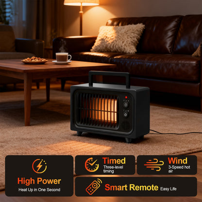 Zayman 600W Portable Electric Heater – PTC Fast Heat, Remote, Digital Thermostat & Safety Features