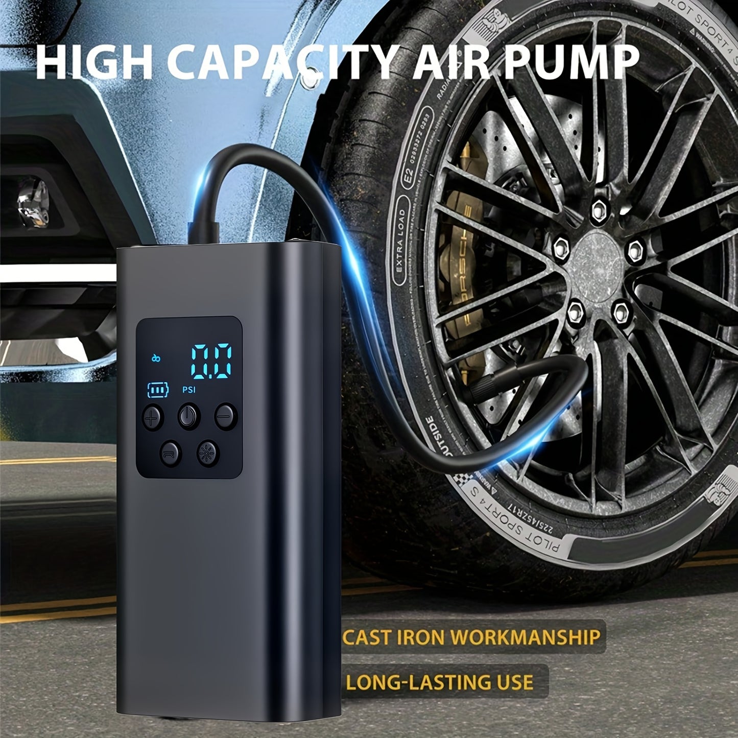 DY&LM 150PSI Portable Wireless Tire Inflator – Digital Air Compressor for Cars, Bikes & Sports