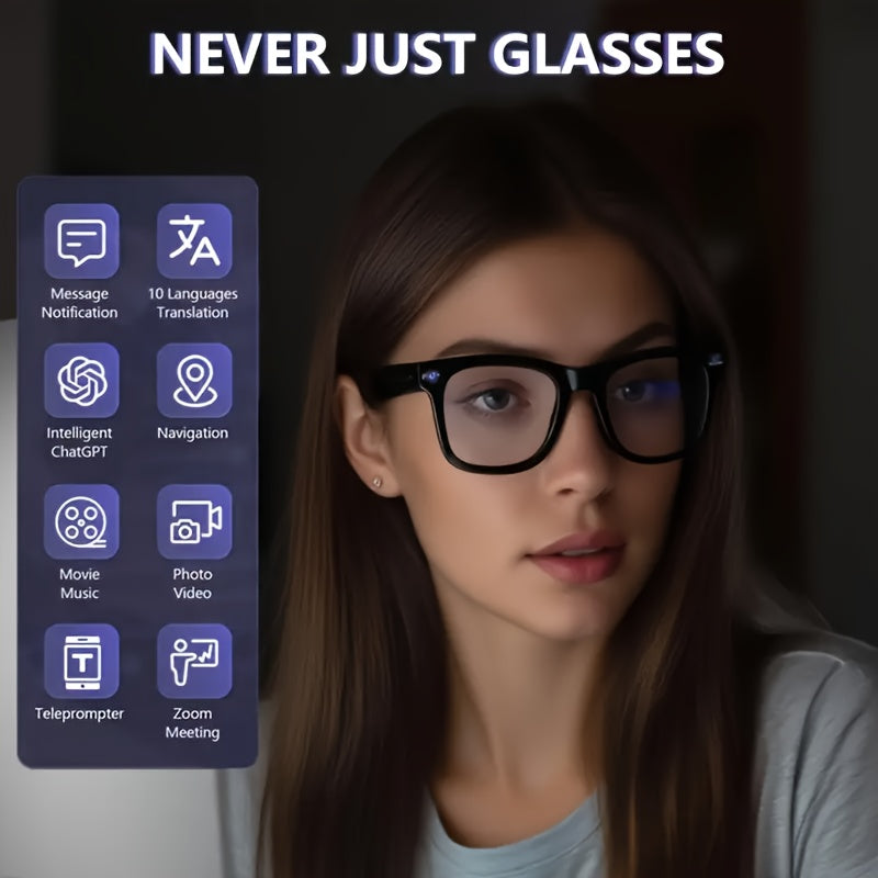 AI Smart Multifunction Glasses in HD Camera Bluetooth Calling and Music Playback Multi Language Translation Three Interchangeable Lenses Clear Fashion Glasses Yellow Lightweight and Portable Perfect for Photos and Seamless Co