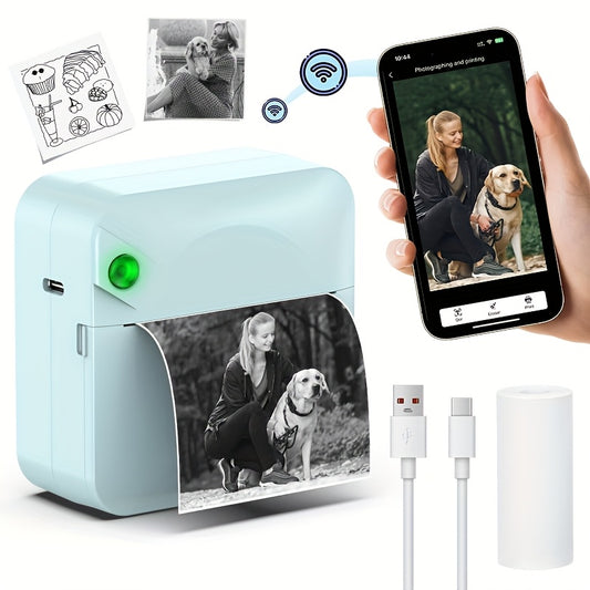 Design a clean best-seller section for the Mini Thermal Printer with feature icons, star ratings, and rotating reviews.