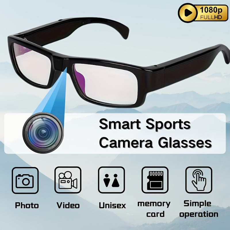 1pc 1080p HD Video Glasses Camera | Portable Digital Video Recorder with 64GB Memory Card, One-Click Operation Rechargeable Lithium Battery, Ideal for Sports & Outdoor Activities