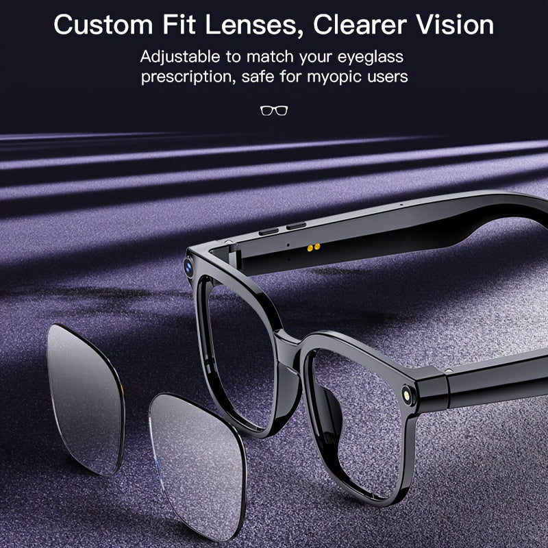 AI Smart Multifunction Glasses in HD Camera Bluetooth Calling and Music Playback Multi Language Translation Three Interchangeable Lenses Clear Fashion Glasses Yellow Lightweight and Portable Perfect for Photos and Seamless Co