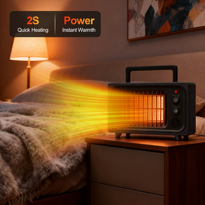 Zayman 600W Portable Electric Heater – PTC Fast Heat, Remote, Digital Thermostat & Safety Features
