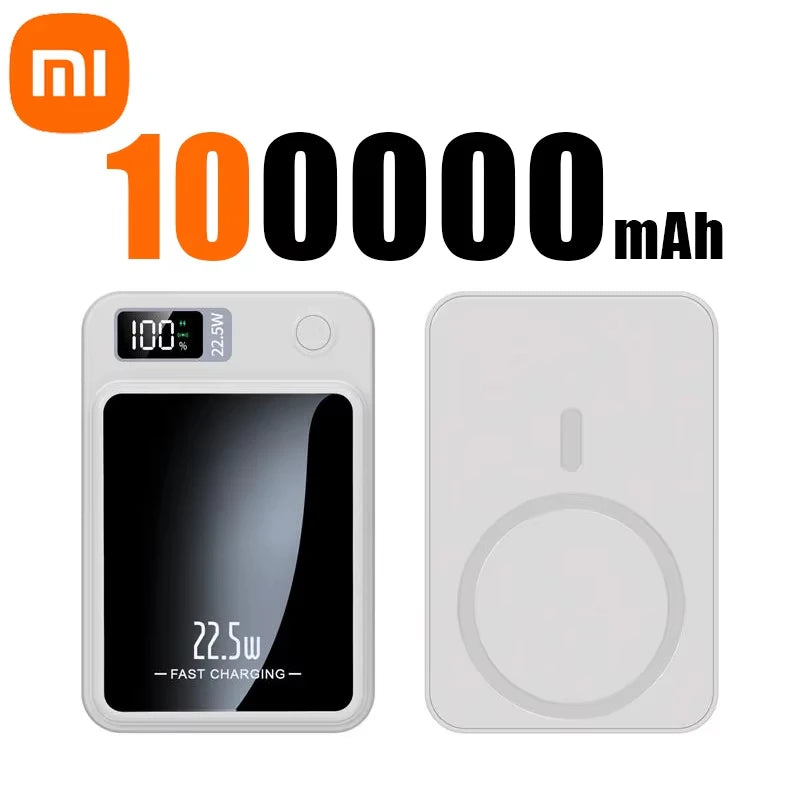 Xiaomi MiJia100000mAh Magnetic Wireless Power Bank Fast Charger For Magsafe Portable Auxiliary Battery Pack For iphone Samsung