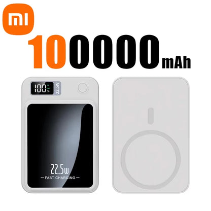 Xiaomi MiJia100000mAh Magnetic Wireless Power Bank Fast Charger For Magsafe Portable Auxiliary Battery Pack For iphone Samsung