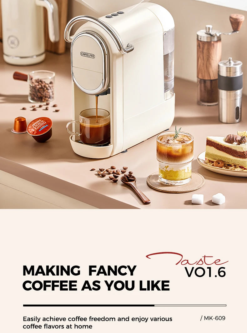 Cafelffe 3in1 Capsule Coffee Machine Hot/Cold Multiple Espresso Cafetera Cappuccino Coffee Maker Dolce Gusto Nespresso Powder 19