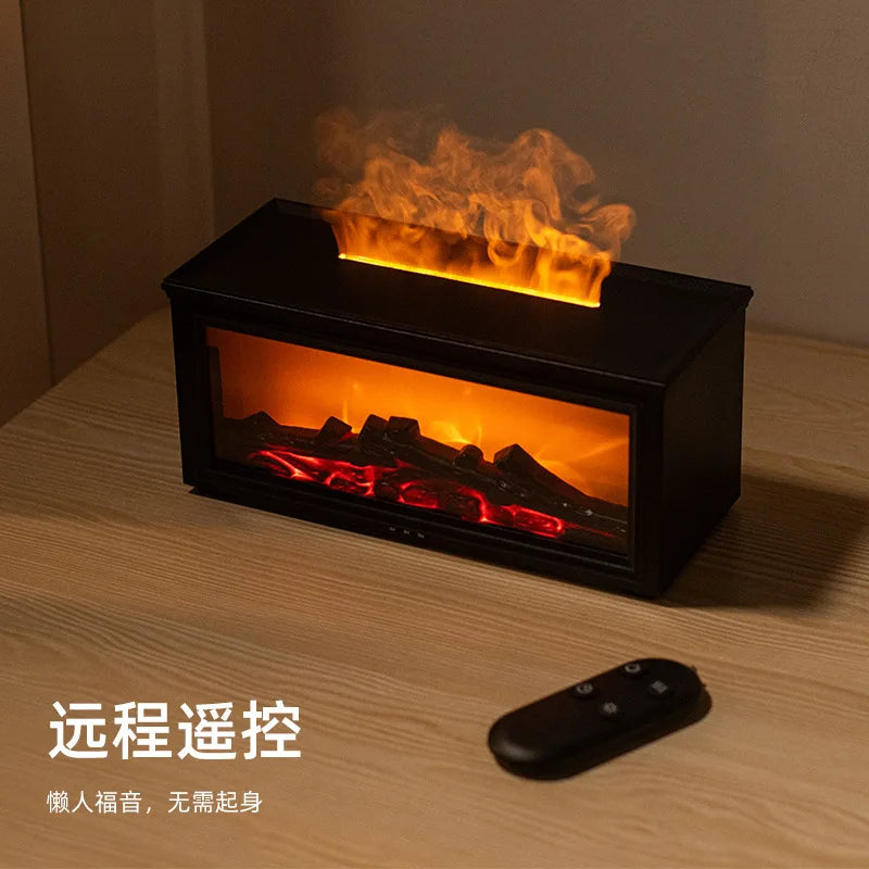 Fireplace Aromatherapy Machine 3D Simulation Flame Ambient Light Small Household Wood Grain Air Humidifier Fireplace