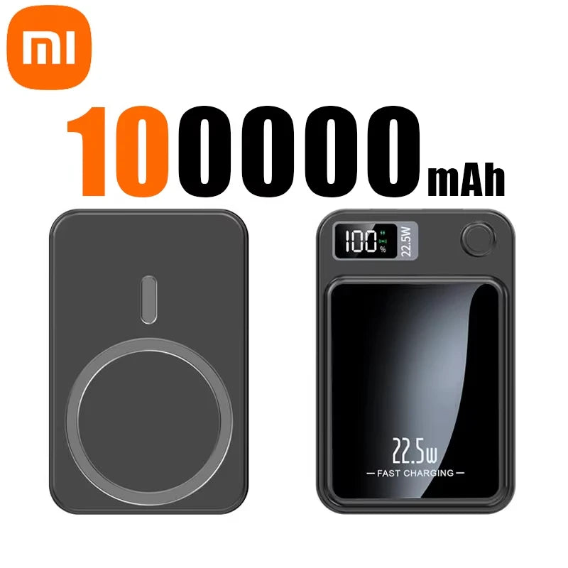 Xiaomi MiJia100000mAh Magnetic Wireless Power Bank Fast Charger For Magsafe Portable Auxiliary Battery Pack For iphone Samsung