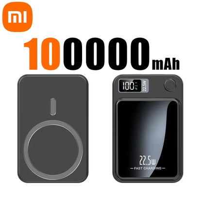 Xiaomi MiJia100000mAh Magnetic Wireless Power Bank Fast Charger For Magsafe Portable Auxiliary Battery Pack For iphone Samsung