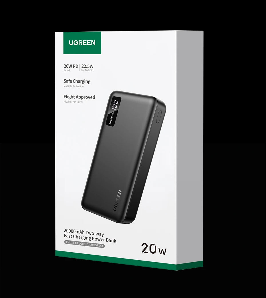 UGREEN 20000mAh PD 20W Power Bank Fast Charge Portable PowerBank for iPhone 17 16 15 Pro Max Xiaomi Phone External Battery 30W