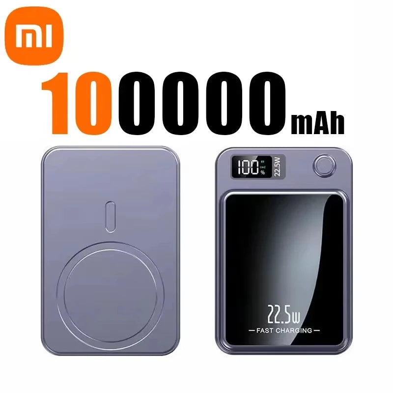 Xiaomi MiJia100000mAh Magnetic Wireless Power Bank Fast Charger For Magsafe Portable Auxiliary Battery Pack For iphone Samsung