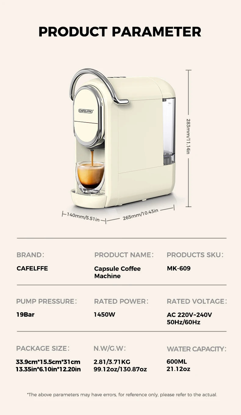Cafelffe 3in1 Capsule Coffee Machine Hot/Cold Multiple Espresso Cafetera Cappuccino Coffee Maker Dolce Gusto Nespresso Powder 19