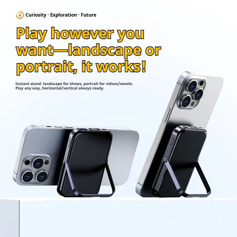 JoltPact Portable Charger Powerbank With Cable PD20W Power Bank Wireless 15W With Phone Holder LED Display Mobile Phone Backup