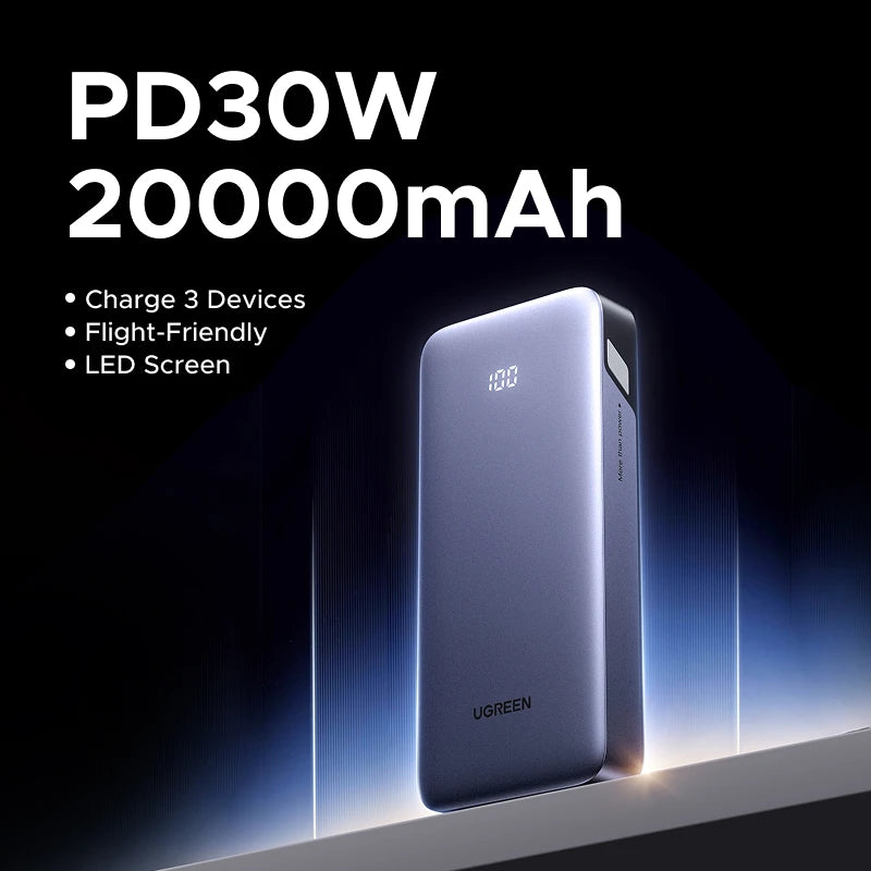 UGREEN 20000mAh PD 20W Power Bank Fast Charge Portable PowerBank for iPhone 17 16 15 Pro Max Xiaomi Phone External Battery 30W