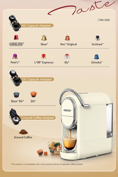 Cafelffe 3in1 Capsule Coffee Machine Hot/Cold Multiple Espresso Cafetera Cappuccino Coffee Maker Dolce Gusto Nespresso Powder 19