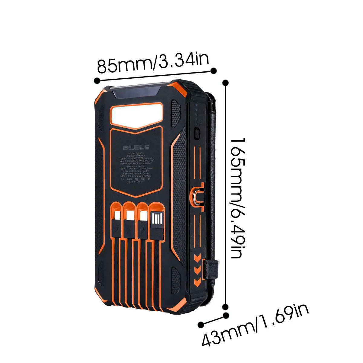Solar Mobile Power Bank Portable Fast Charging 20000mAh With Wire Suitable for iPhone xiaomi huawei