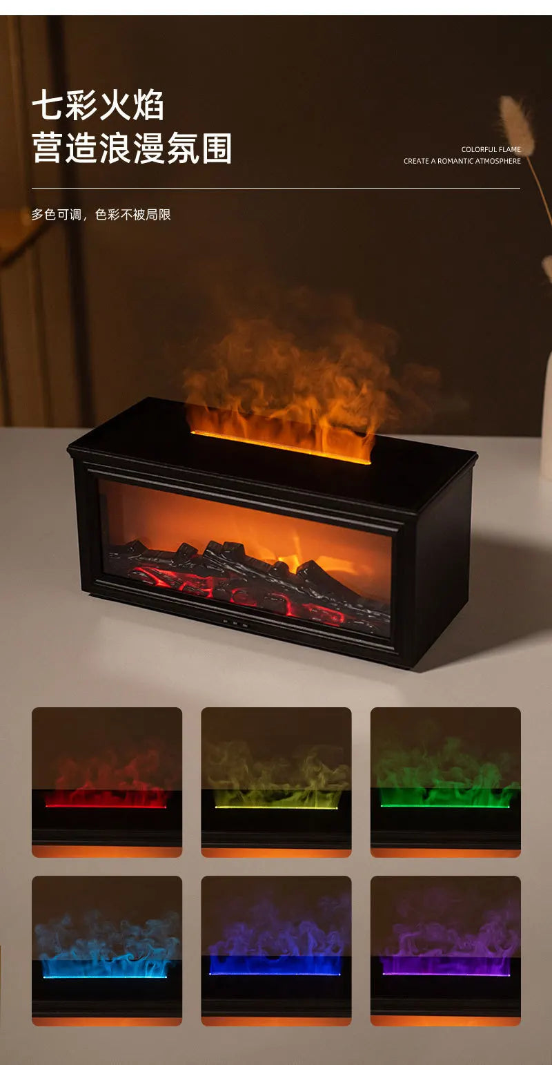 Fireplace Aromatherapy Machine 3D Simulation Flame Ambient Light Small Household Wood Grain Air Humidifier Fireplace