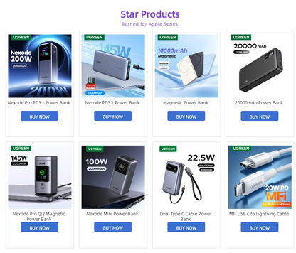 UGREEN 20000mAh PD 20W Power Bank Fast Charge Portable PowerBank for iPhone 17 16 15 Pro Max Xiaomi Phone External Battery 30W