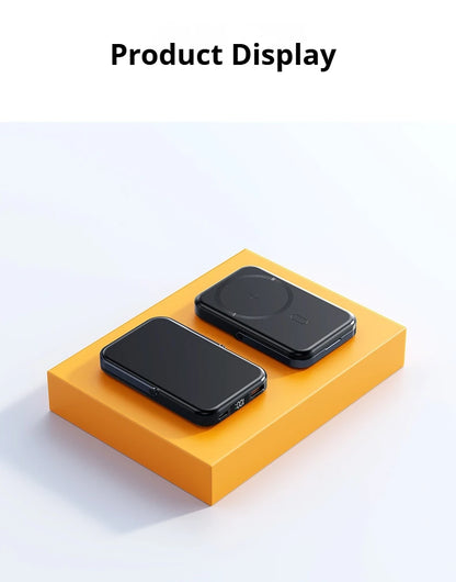 JoltPact Portable Charger Powerbank With Cable PD20W Power Bank Wireless 15W With Phone Holder LED Display Mobile Phone Backup