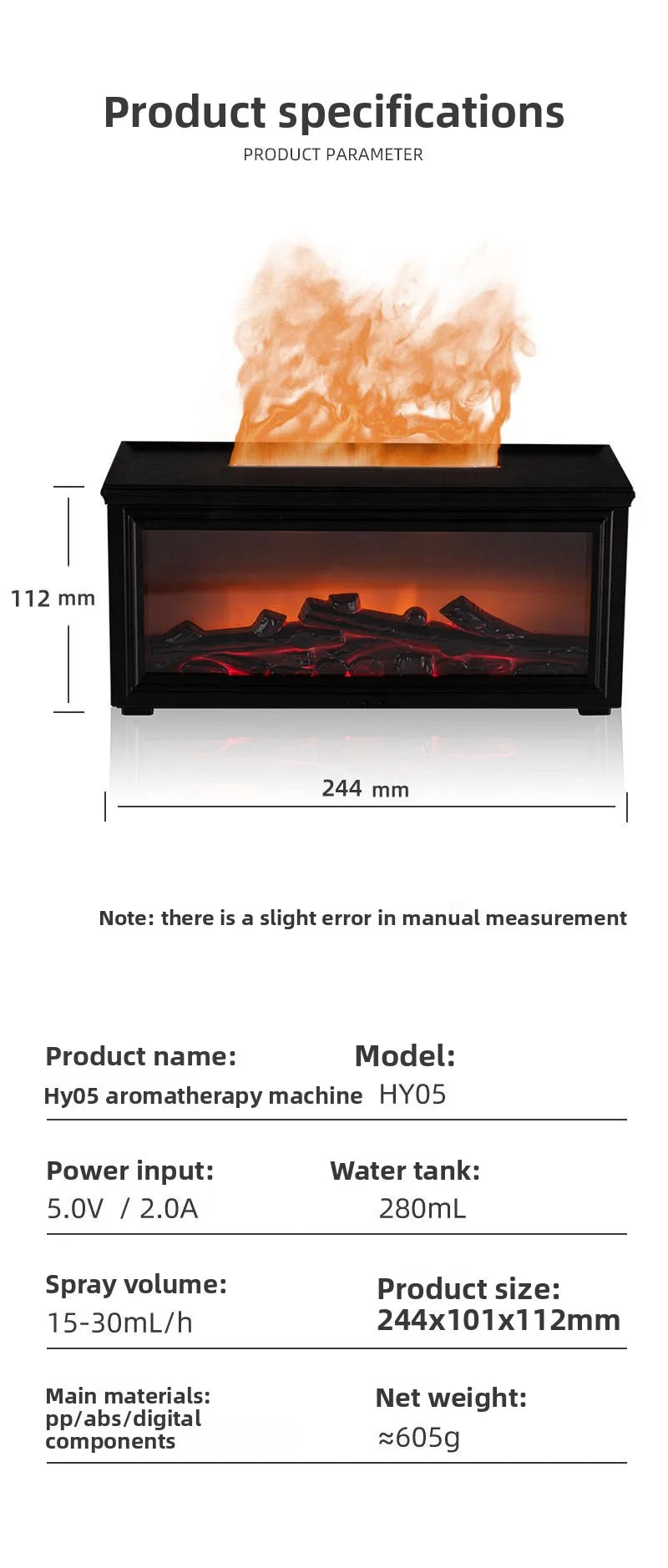 Fireplace Aromatherapy Machine 3D Simulation Flame Ambient Light Small Household Wood Grain Air Humidifier Fireplace