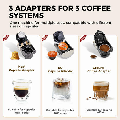 Cafelffe 3in1 Capsule Coffee Machine Hot/Cold Multiple Espresso Cafetera Cappuccino Coffee Maker Dolce Gusto Nespresso Powder 19
