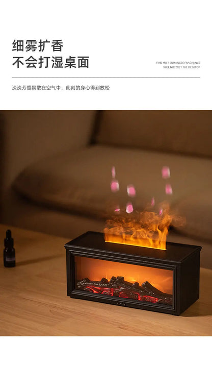 Fireplace Aromatherapy Machine 3D Simulation Flame Ambient Light Small Household Wood Grain Air Humidifier Fireplace