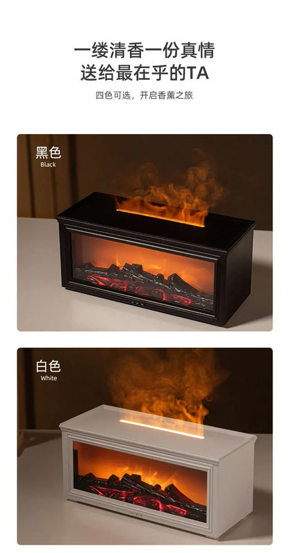 Fireplace Aromatherapy Machine 3D Simulation Flame Ambient Light Small Household Wood Grain Air Humidifier Fireplace