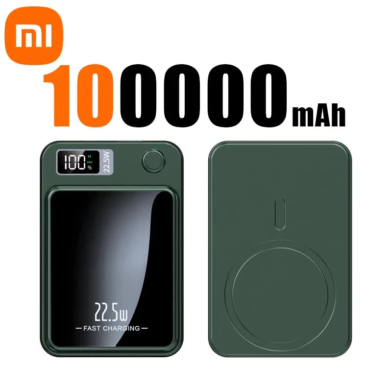 Xiaomi MiJia100000mAh Magnetic Wireless Power Bank Fast Charger For Magsafe Portable Auxiliary Battery Pack For iphone Samsung