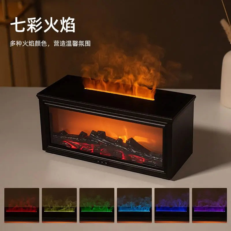 Fireplace Aromatherapy Machine 3D Simulation Flame Ambient Light Small Household Wood Grain Air Humidifier Fireplace