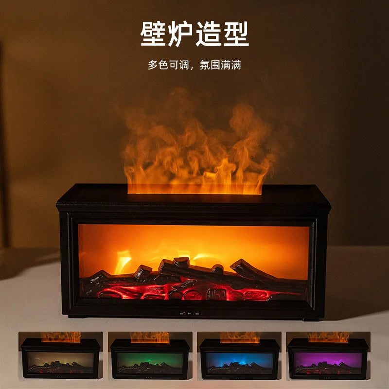 Fireplace Aromatherapy Machine 3D Simulation Flame Ambient Light Small Household Wood Grain Air Humidifier Fireplace