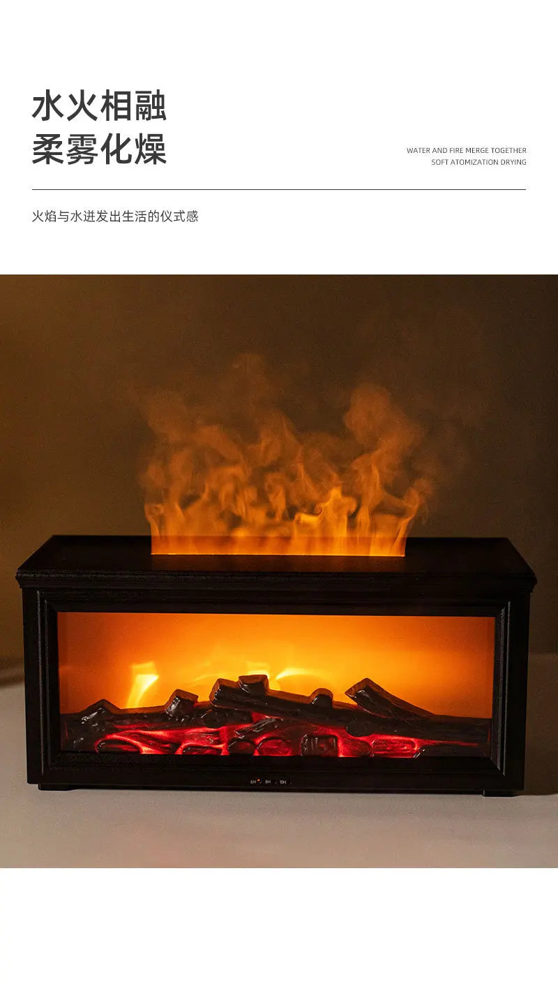 Fireplace Aromatherapy Machine 3D Simulation Flame Ambient Light Small Household Wood Grain Air Humidifier Fireplace
