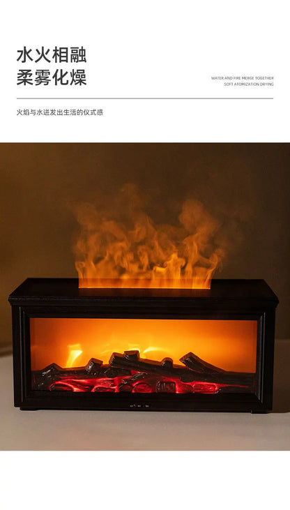 Fireplace Aromatherapy Machine 3D Simulation Flame Ambient Light Small Household Wood Grain Air Humidifier Fireplace