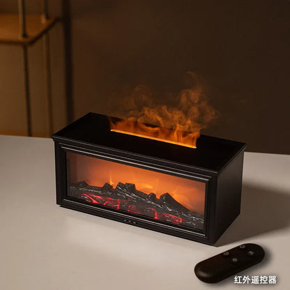 Fireplace Aromatherapy Machine 3D Simulation Flame Ambient Light Small Household Wood Grain Air Humidifier Fireplace