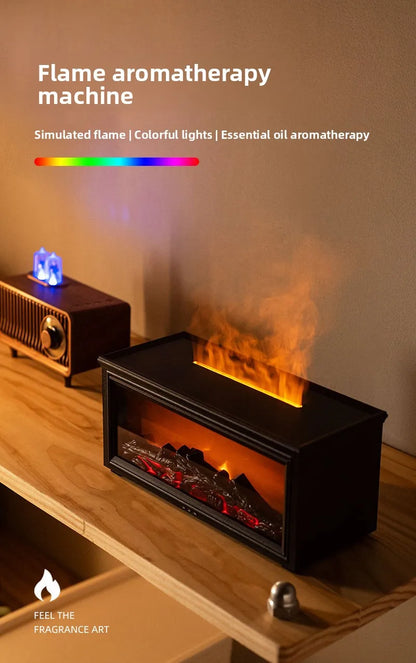 Fireplace Aromatherapy Machine 3D Simulation Flame Ambient Light Small Household Wood Grain Air Humidifier Fireplace