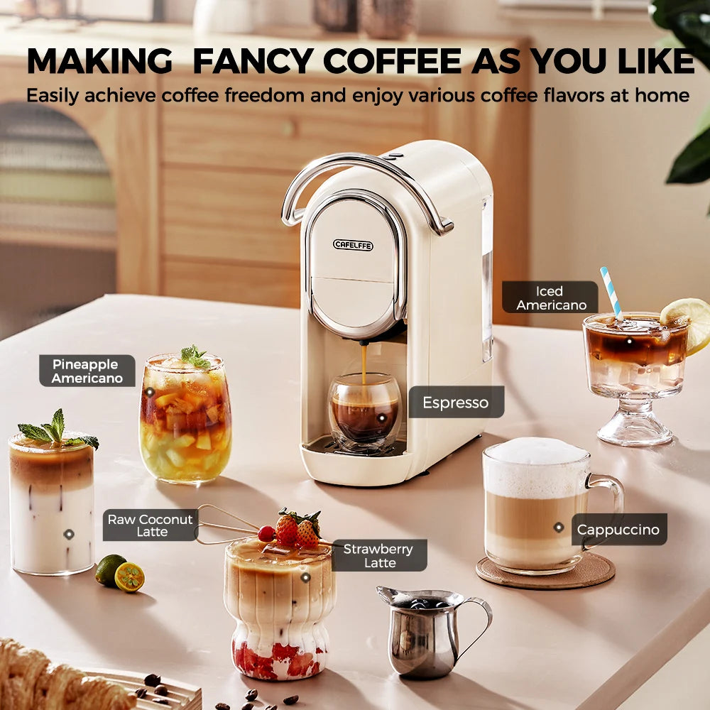 Cafelffe 3in1 Capsule Coffee Machine Hot/Cold Multiple Espresso Cafetera Cappuccino Coffee Maker Dolce Gusto Nespresso Powder 19