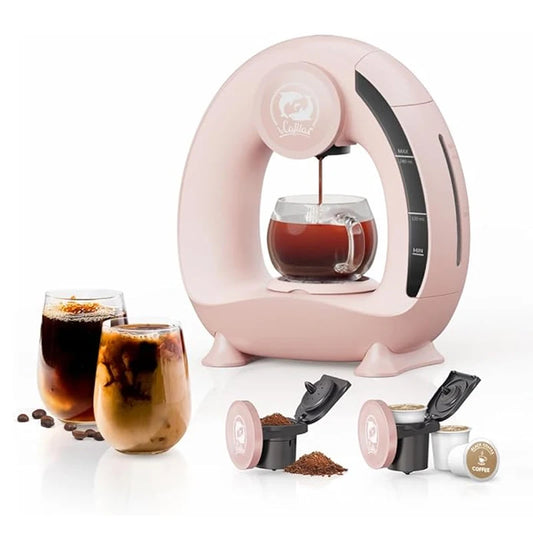 Coffee Maker For K Cup Ground Coffee MINI Q Americano 2 in 1 Mini Coffee Brewer/Tea Maker With Coffee Filter K CUP Adapter