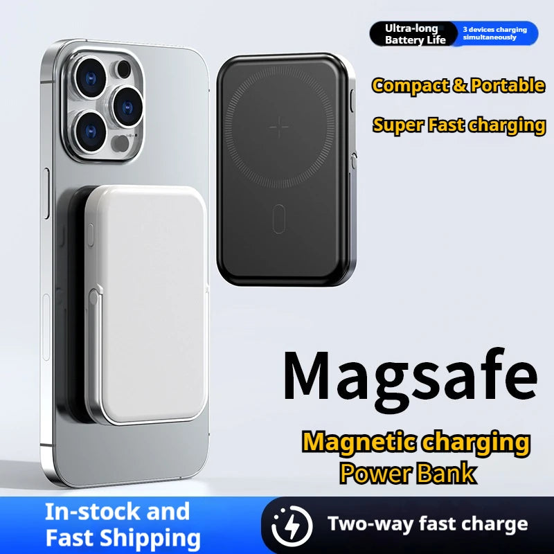 JoltPact Portable Charger Powerbank With Cable PD20W Power Bank Wireless 15W With Phone Holder LED Display Mobile Phone Backup