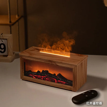 Fireplace Aromatherapy Machine 3D Simulation Flame Ambient Light Small Household Wood Grain Air Humidifier Fireplace