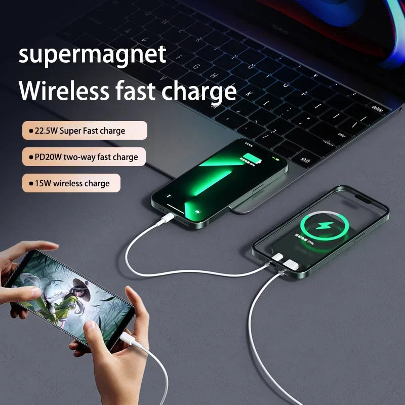 Xiaomi MiJia100000mAh Magnetic Wireless Power Bank Fast Charger For Magsafe Portable Auxiliary Battery Pack For iphone Samsung