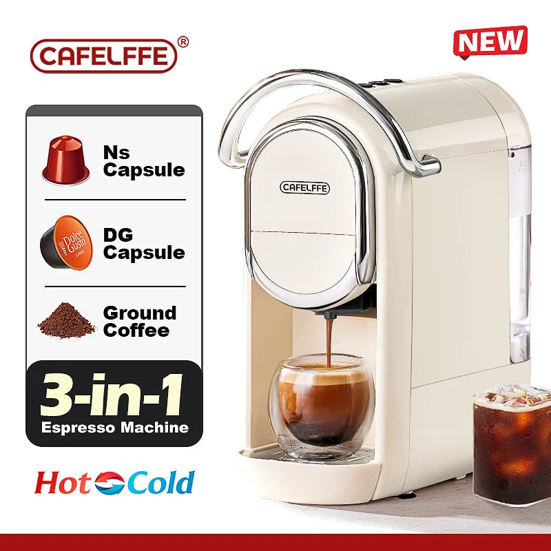 Cafelffe 3in1 Capsule Coffee Machine Hot/Cold Multiple Espresso Cafetera Cappuccino Coffee Maker Dolce Gusto Nespresso Powder 19