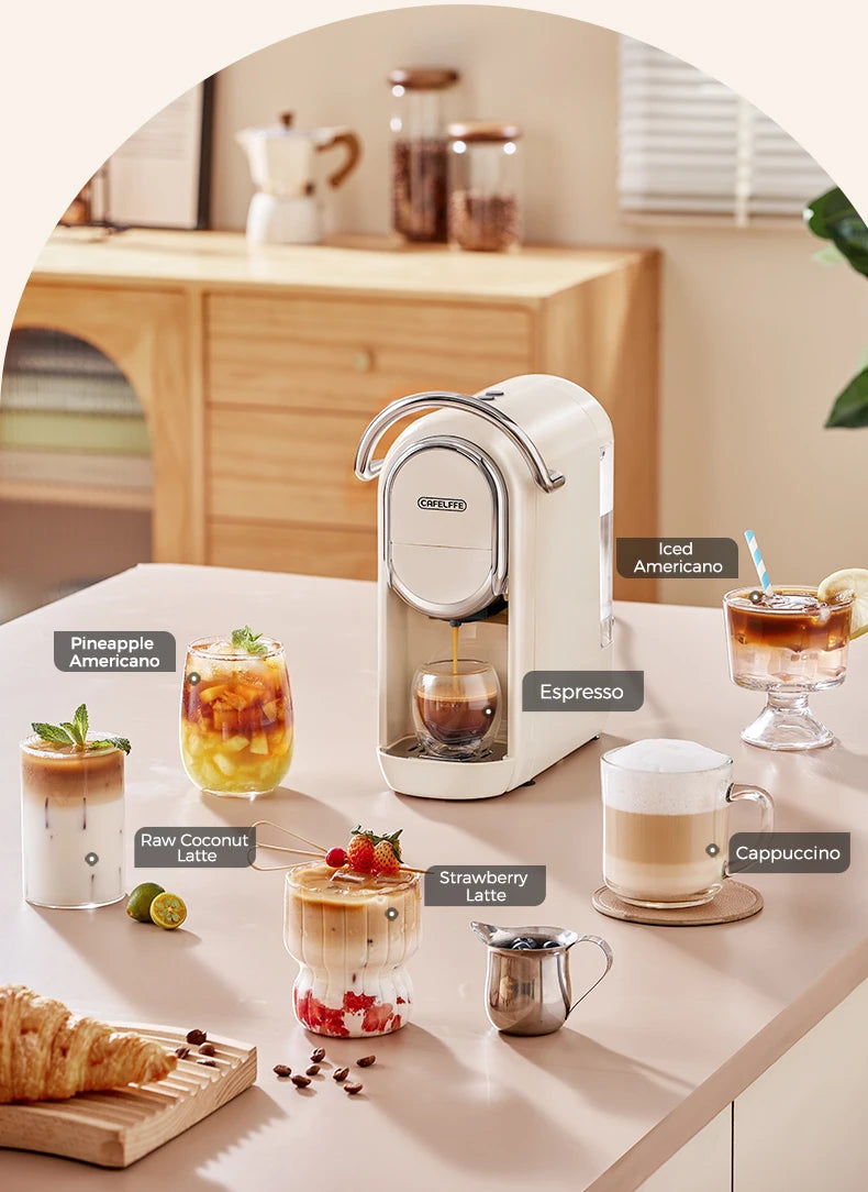 Cafelffe 3in1 Capsule Coffee Machine Hot/Cold Multiple Espresso Cafetera Cappuccino Coffee Maker Dolce Gusto Nespresso Powder 19