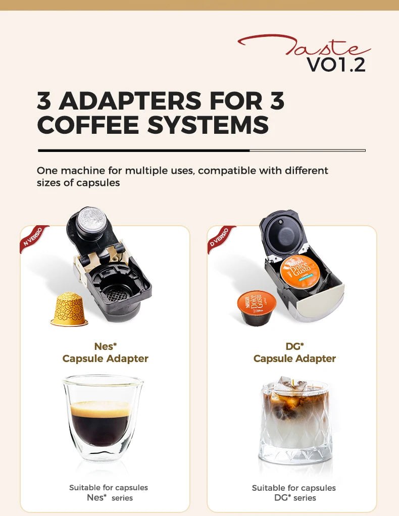 Cafelffe 3in1 Capsule Coffee Machine Hot/Cold Multiple Espresso Cafetera Cappuccino Coffee Maker Dolce Gusto Nespresso Powder 19