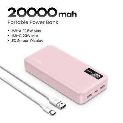 UGREEN 20000mAh PD 20W Power Bank Fast Charge Portable PowerBank for iPhone 17 16 15 Pro Max Xiaomi Phone External Battery 30W