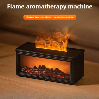 Fireplace Aromatherapy Machine 3D Simulation Flame Ambient Light Small Household Wood Grain Air Humidifier Fireplace