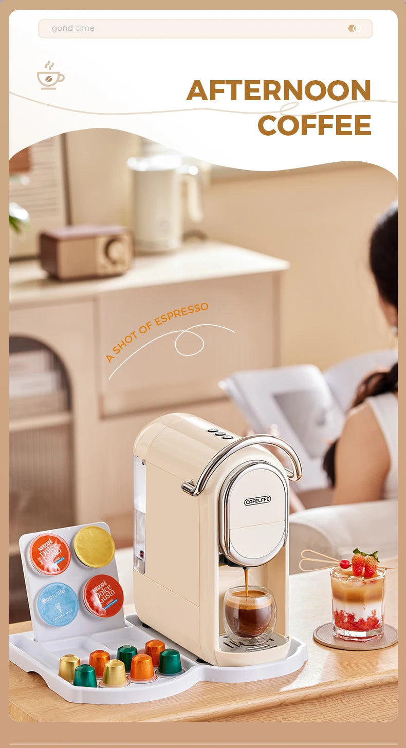 Cafelffe 3in1 Capsule Coffee Machine Hot/Cold Multiple Espresso Cafetera Cappuccino Coffee Maker Dolce Gusto Nespresso Powder 19