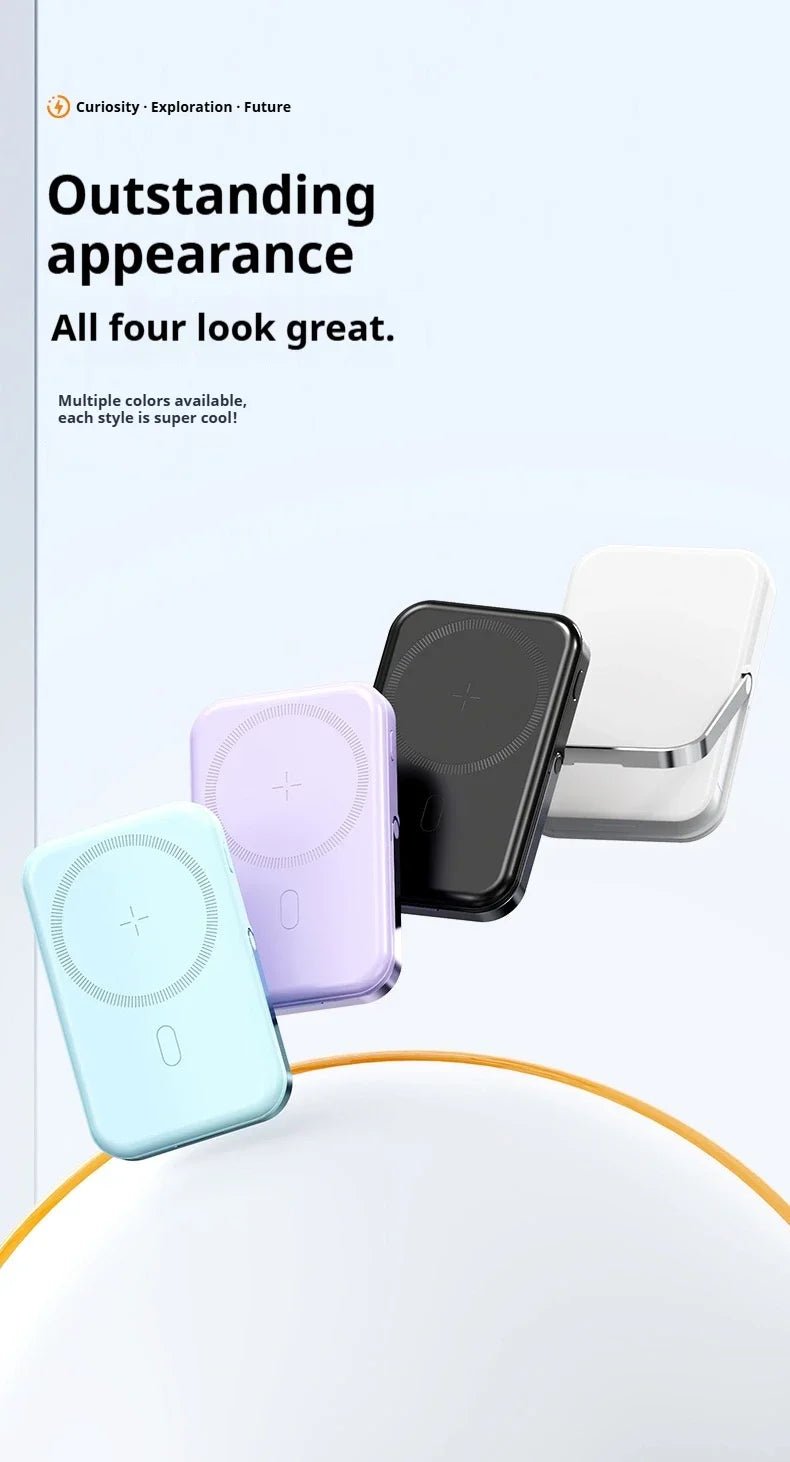 JoltPact Portable Charger Powerbank With Cable PD20W Power Bank Wireless 15W With Phone Holder LED Display Mobile Phone Backup