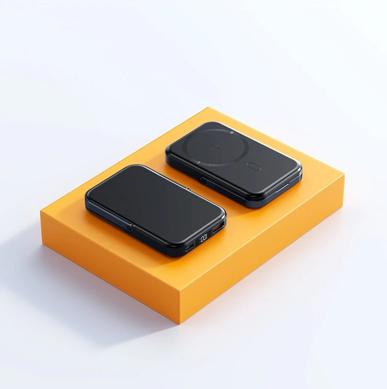 JoltPact Portable Charger Powerbank With Cable PD20W Power Bank Wireless 15W With Phone Holder LED Display Mobile Phone Backup