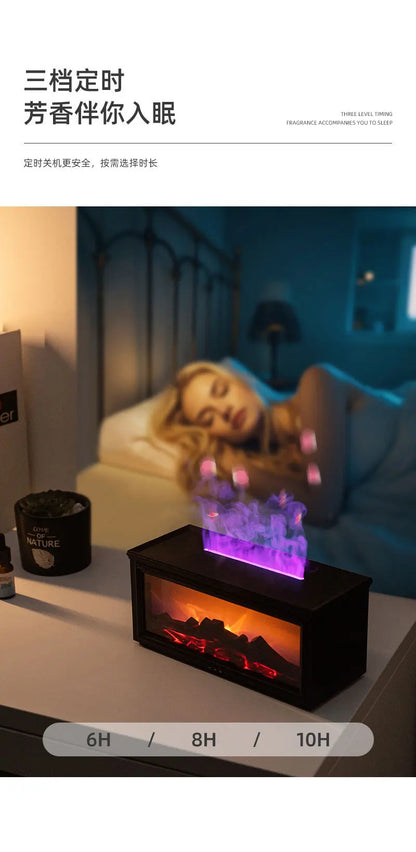 Fireplace Aromatherapy Machine 3D Simulation Flame Ambient Light Small Household Wood Grain Air Humidifier Fireplace