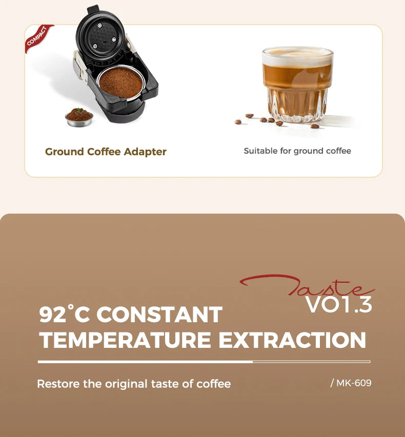 Cafelffe 3in1 Capsule Coffee Machine Hot/Cold Multiple Espresso Cafetera Cappuccino Coffee Maker Dolce Gusto Nespresso Powder 19